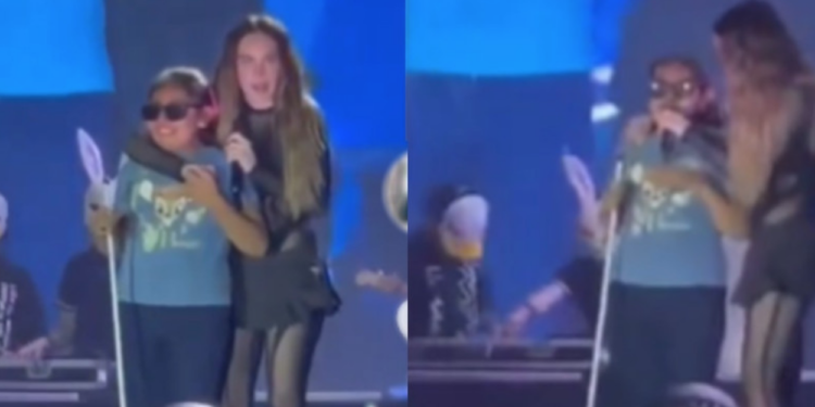 Belinda cumple sueño de niña ciega y la sube a cantar al escenario