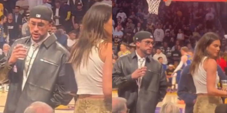 Bad Bunny es ignorado por Kendall Jenner en partido de la NBA