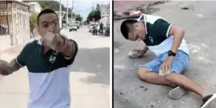 Intenta agredir con piedras a policía y recibe dos balazos