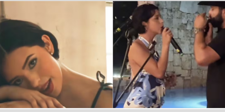 ¿Embarazada o no?  Ángela Aguilar presume su figura en nueva foto en traje de baño
