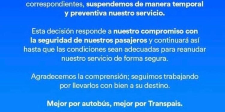Suspenden corridas de autobuses por violencia en carreteras