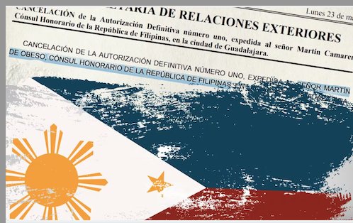 Cesan a consul honorario de Filipinas por ser socio de empresa ligada al CJNG