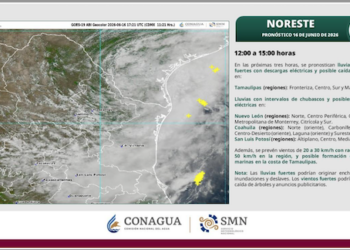 Pronostican tormentas severas, granizo y trombas marinas en Tamaulipas